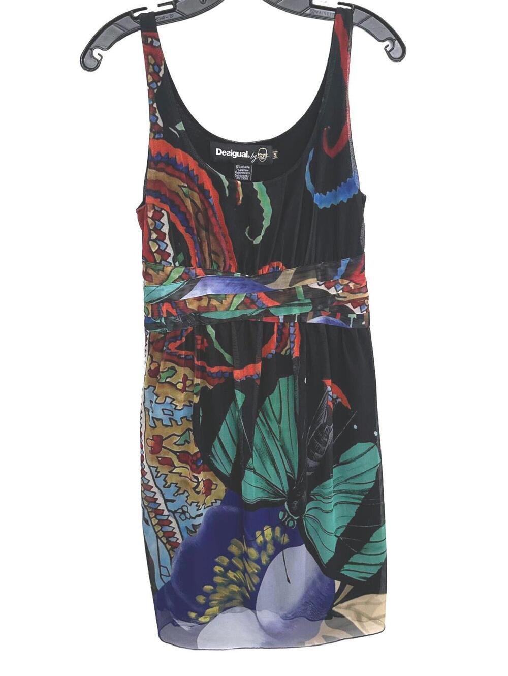 Desigual by Christian Lacroix Mesh Sleeveless Multicolour Butterfly Dress - M